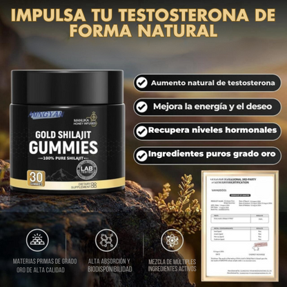 Gomitas de Shilajit puro: aumenta tu energía, enfoque y testosterona en 14 días